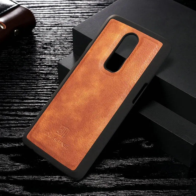 Винтажный кожаный чехол кошелек DG.MING с откидной крышкой для OnePlus 6 2 в 1
