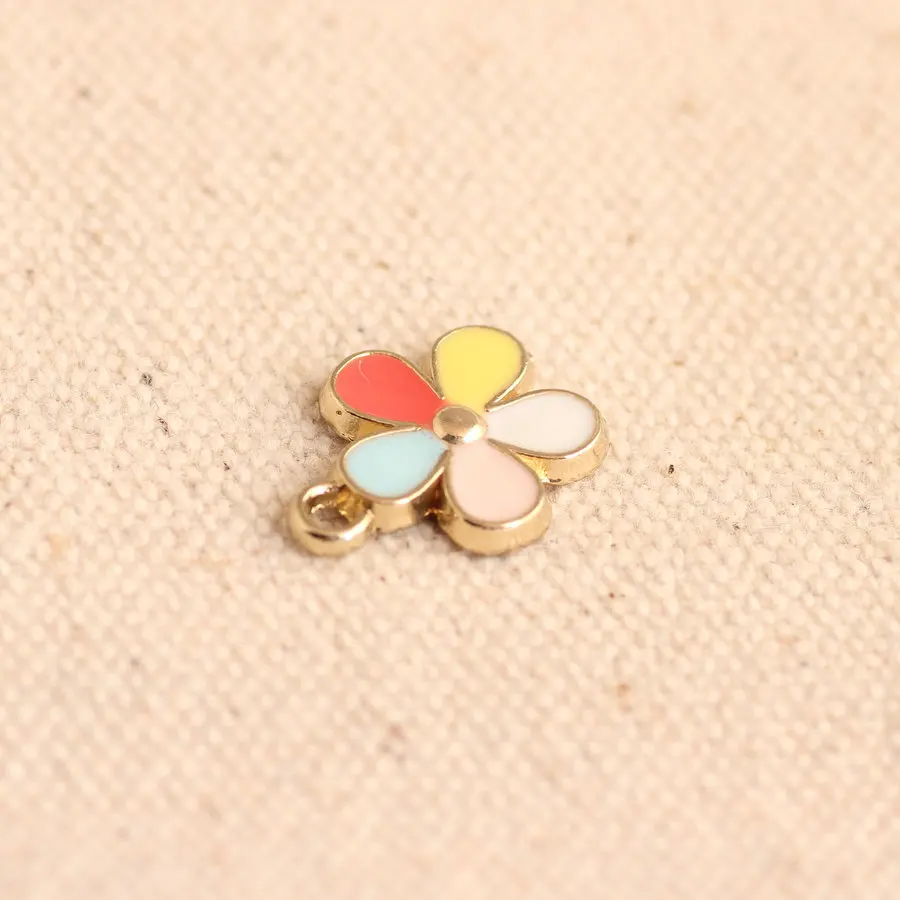 

10pcs 12x15mm enamel five colors flower charm for jewelry making fashion earring pendant fashion charms