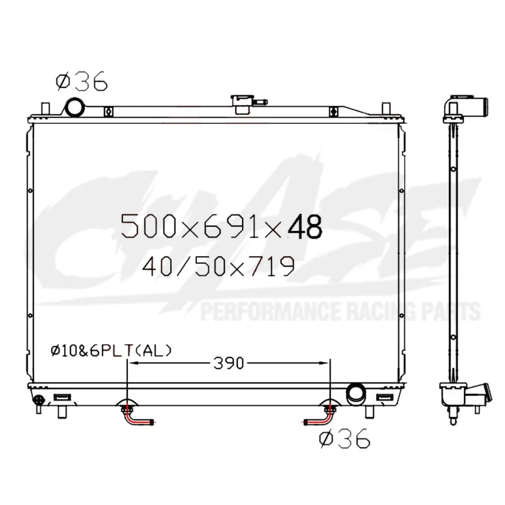 Алюминиевый радиатор для Mitsubishi Pajero Montero V73 AT/MT 48 мм Oem: MN135949 MR968286 MR968056