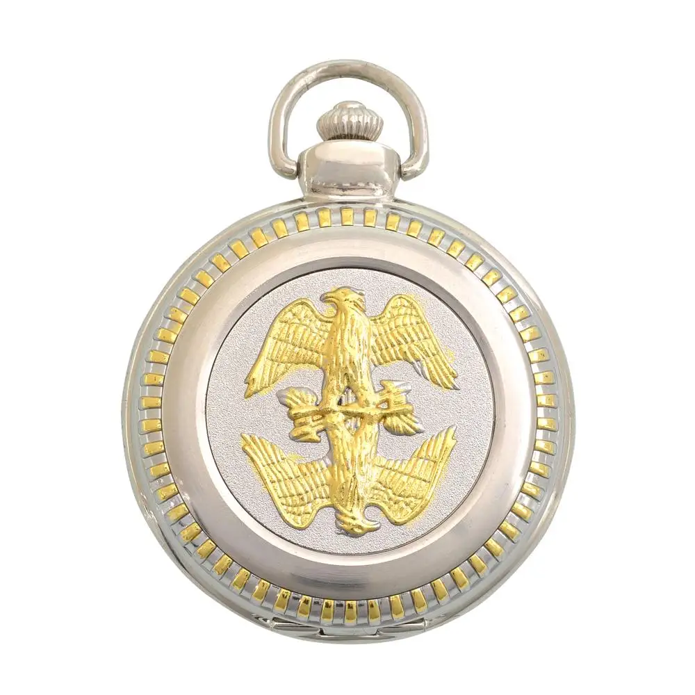 Мода кварцевые две золотые Орел птица карманные часы Человек классические винтажные античный брелок часы мужские Ретро Серебряный