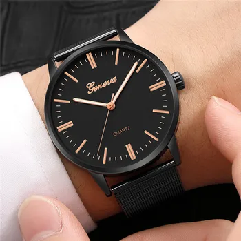 

2020 Man Watch Men Watch Luxury Brand Geneva Stainless Steel Mesh Band Quartz Watches Mens Watches erkek kol saat heren horloge