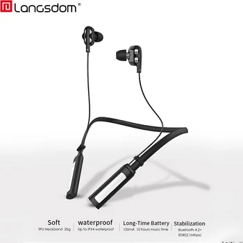 

langsdom LD4s Dual Stereo Earphone Bluetooth Wireless Headset Gaming Sport Neckband Earphones Mic Niose cancelling Headphone