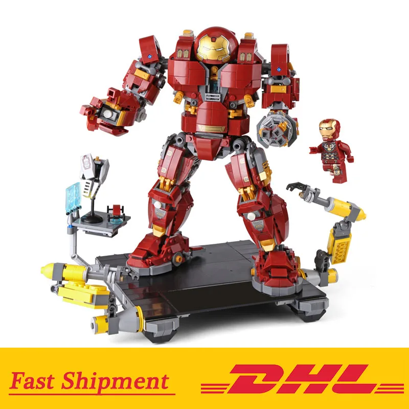 

07101 Super Hero Series Compatible With Legoing 76105 Iron Man Anti Hulk Mech Set Kid Toy Building Bricks Blocks Model Gifts