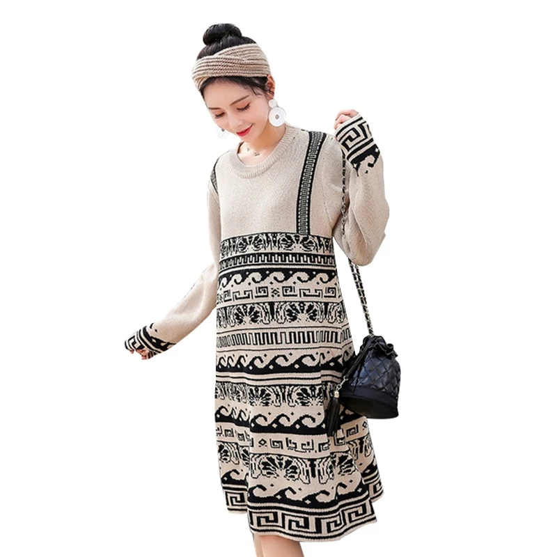 

New Fashion Maternity Thick Sweaters Women Long Sleeve Pullover Pregnancy Basic Sweaters Autumn Winter Warm Sweaters