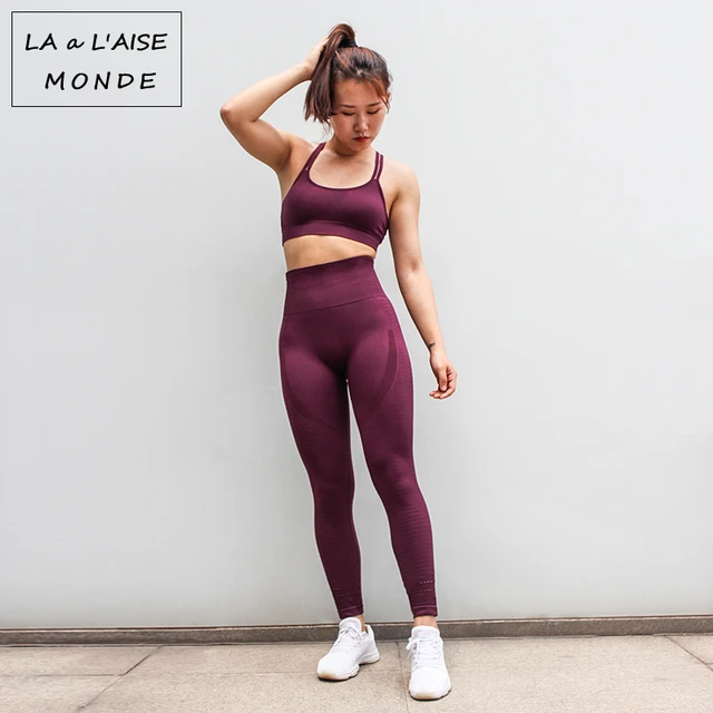 Traje deportivo para mujer, ropa activa de ropa deportiva, conjunto de mallas para gimnasio -