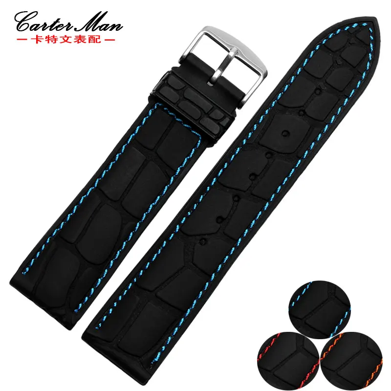 

New silicone watchband rubber strap 20mm 22mm black brand special waterproof bracelet free shipping