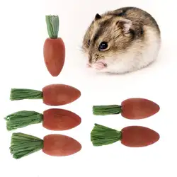 6 шт./компл. кролик деревянные морковь форме жевать игрушка хомяк крыса чистки зубов игрушки
