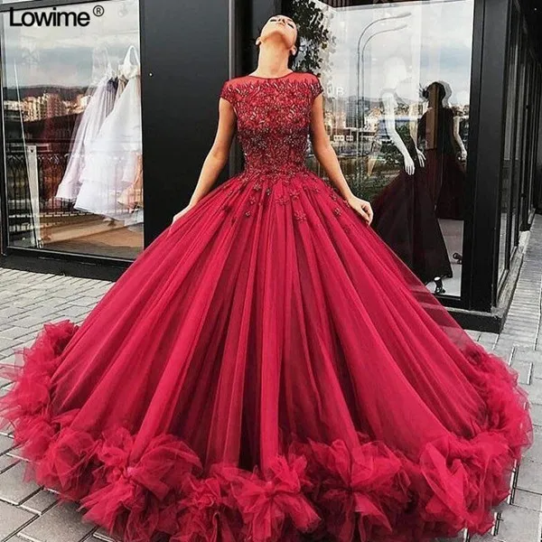 Размера плюс бальное платье бордовые платья Quinceanera для сладких 16 длинное платье на выпускной Платья для вечеринок с бисером и кружевом vestidos de 15 anos - Цвет: Burgundy