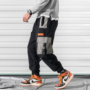 

2020 Multi-Pocket Hip Hip Men Cargo Pants Streetwear Harajuku Harem Pants Baggy Elastic Waist Loose Joggers Male Trousers