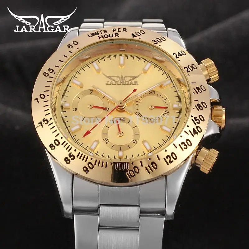 JAG6903M4T2 Новые популярные автоматические мужские часы Jaragar из нержавеющей стали