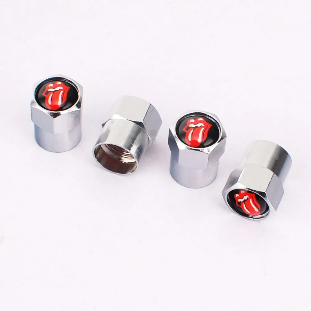 10sets/lot Red Tongue Logo Emblem Car Styling Tire Valve Stem Caps