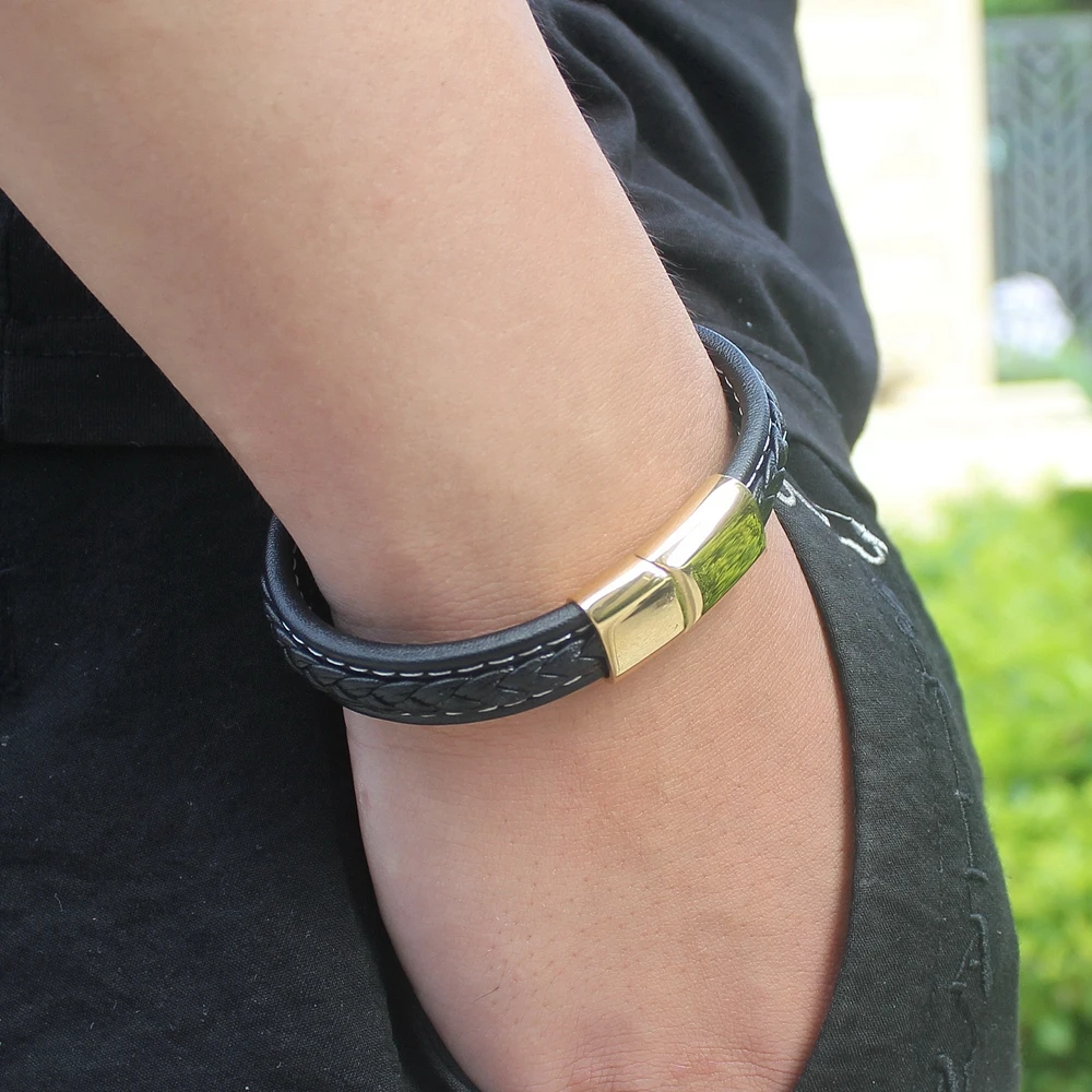 TYO Personality Braided Genuine Leather Bracelet & Bangle For Men 6 Colors For Choices Minimalist Design Accessories Jewelry