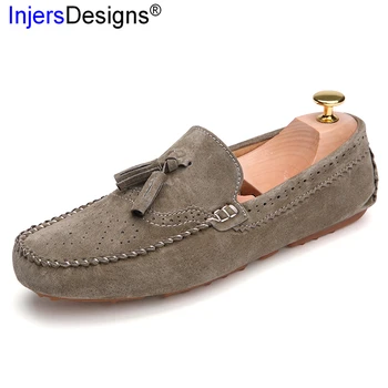 

High Quality Pigskin Loafers For Men 6 Colors Fashion Casual Shoes Breathable Flats Soft Moccasins Bullock Carved Driving Shoes