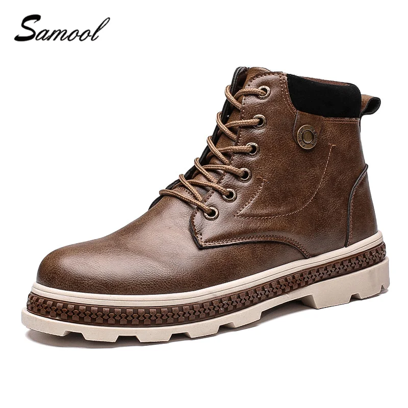 

2018 Men Outdoor Boots Black Brown Mens Boots Casual Winter Warm High Top Shoes for Man Anti-slip Comfortable Boots Brands X3