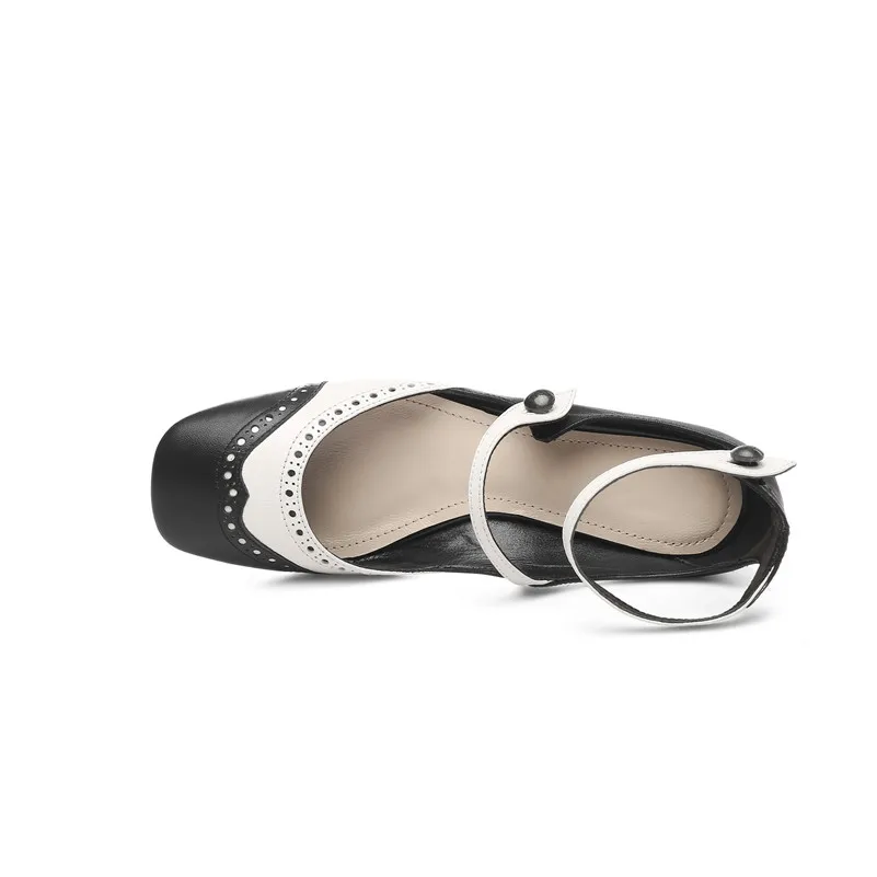 FEDONAS Модные женские туфли-лодочки с ремешком на щиколотке на среднем каблуке из натуральной кожи Свадебная женская обувь круглый носок