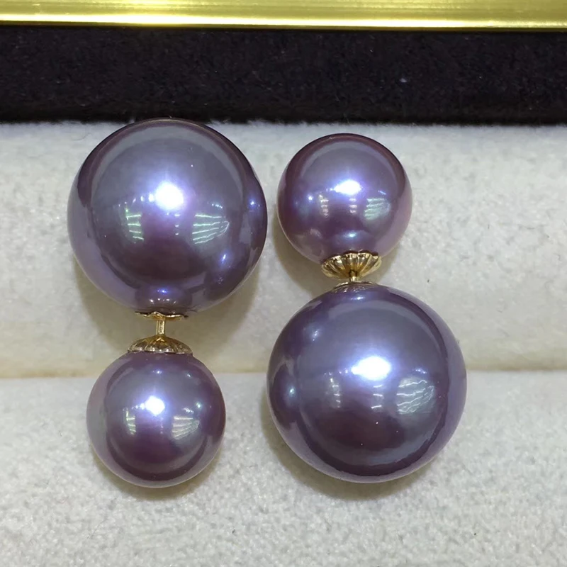 Dior 18k gold dauble purple pearls stud earring (5)