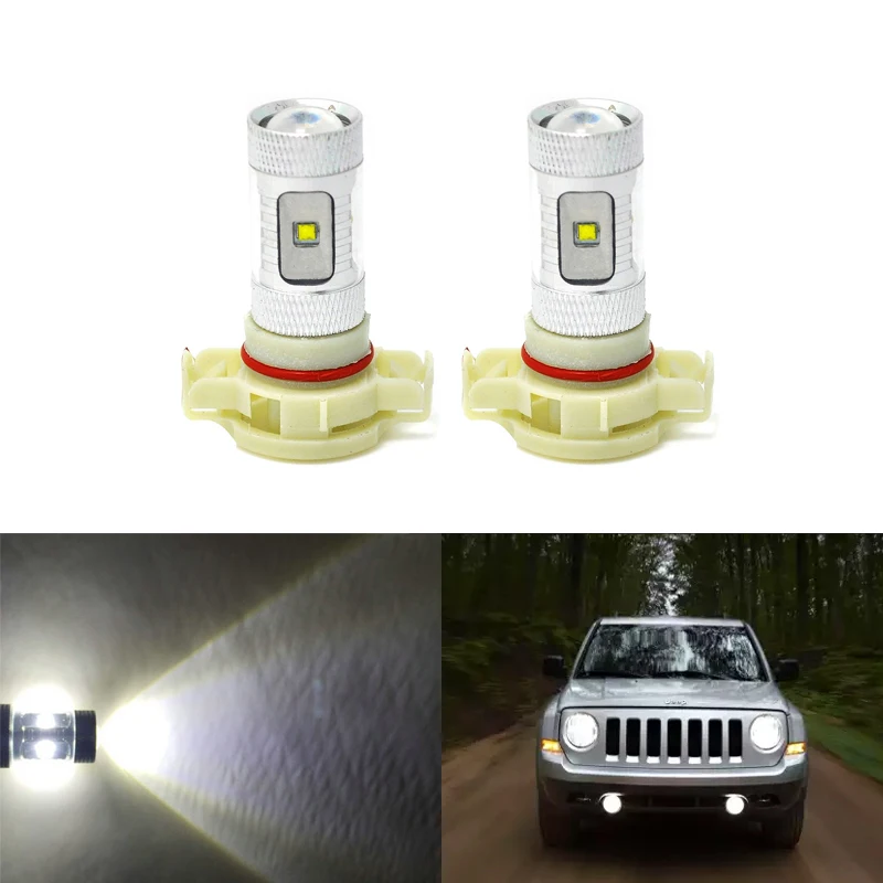 

2x Projector White Led Front Fog Light Replacement Bulbs For Jeep Patriot 07-17 Car-Styling Super Bright Car Led Light Source