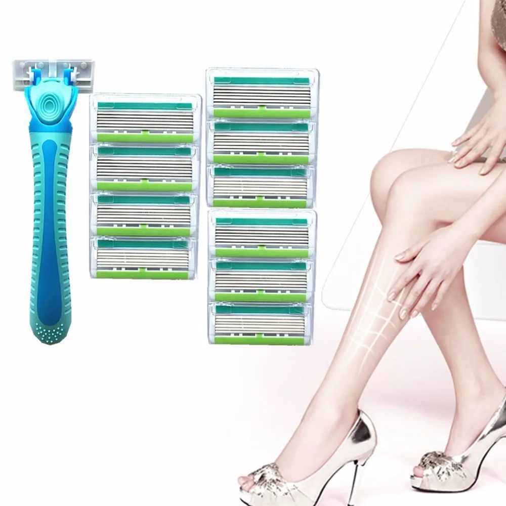 

6-Layer Blades Razor (1 Handle+10 Blades) Portable Mini Pro Women Female Razor for Unwanted Body Face Leg Bikini Hair Removal