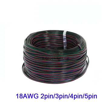 

10m 20mX 18AWG 2pin/ 3pin/ 4pin/ 5pin LED wire cable high quality led strip connect line free shipping