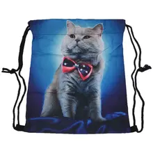 Полная печать мужская женская детская сумка Подростковая сумка на шнурке школьный рюкзак Через Плечо Рюкзак Сумка для путешествий тренажерный зал(кошка