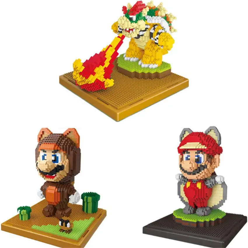 

Weagle blocks flying mario mouse model figures Turtle plastic diamond blocks with display base bricks toys #2498