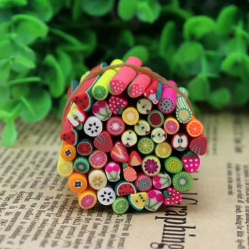

50 Pcs Women Fruit Fimo Canes Rod Polymer Clay 3D Nail Beauty Tips Decoration