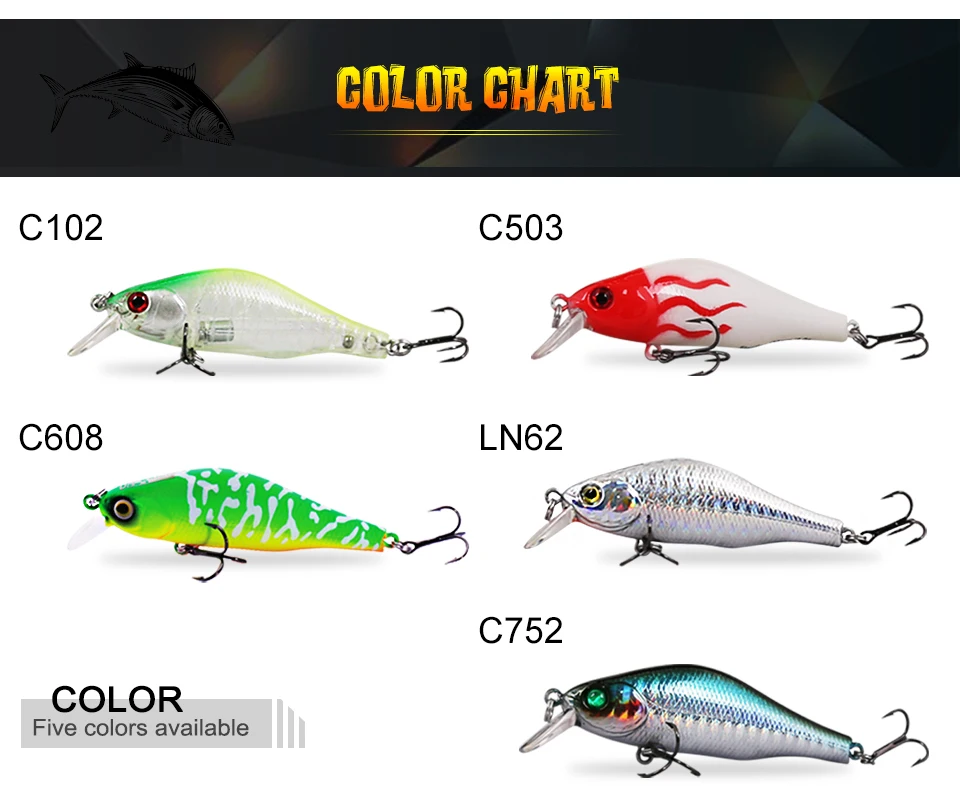 One Lure Fishing Minnow Wobblers 70mm 8g 1PC Artificial Bait Fishing Lures China Floating Lure With 2 VMC Hooks Model 3504 (4)