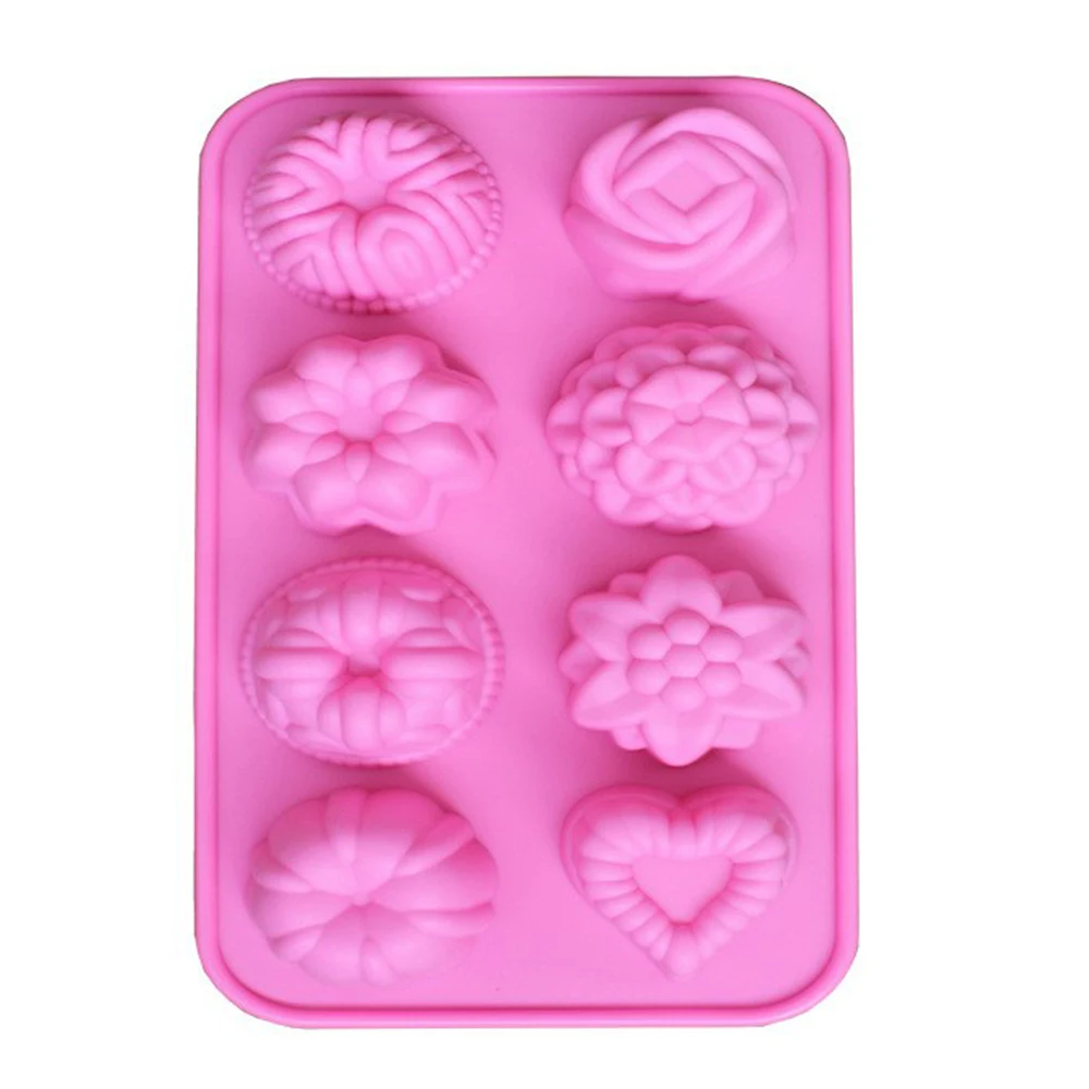 New Creative 3D 8 Even Silicone Cake Mold sugar craft DIY Cold Handmade Soap Jelly Mousse Mould Baking Kitchen accessories