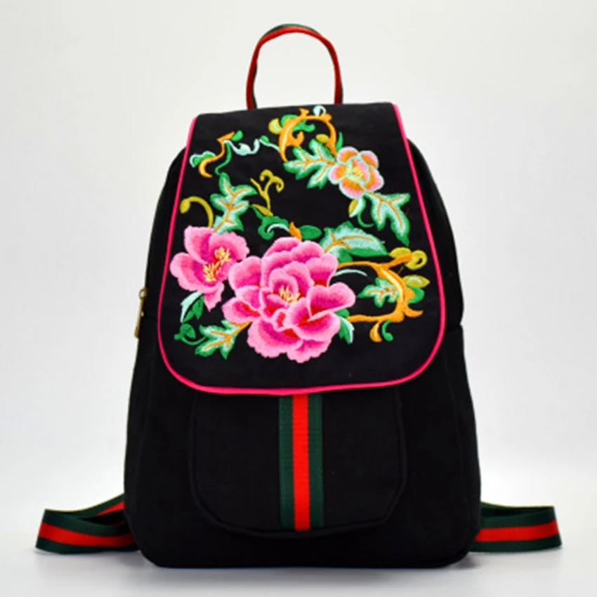Новый китайский стиль вышивка сумка Женская Ретро Вышивка холст сумка цвет полосы черный Студенческая сумка