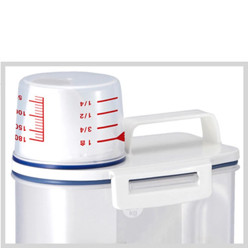Lager Capacity 2.3L Kitchen Storage Container Rice Holder Box Cereal Bean Container Sealed Box with Measuring Cup Spice Jar