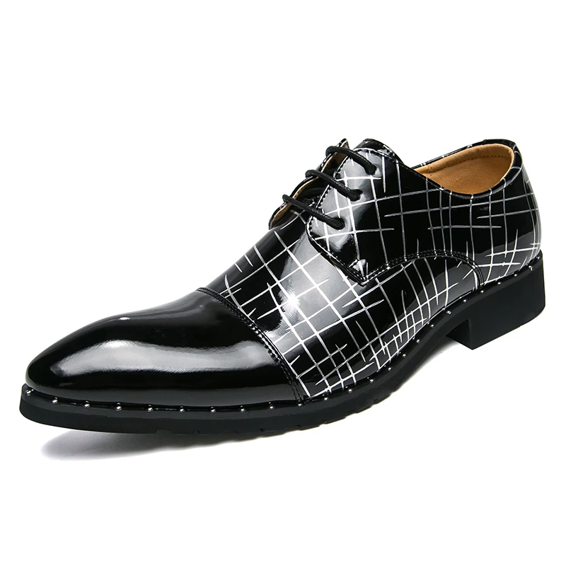 pointed toe mixed colors patent leather men shoes fashion dress ballroom dancing wedding pary flats derby oxfords shoes for men (1)