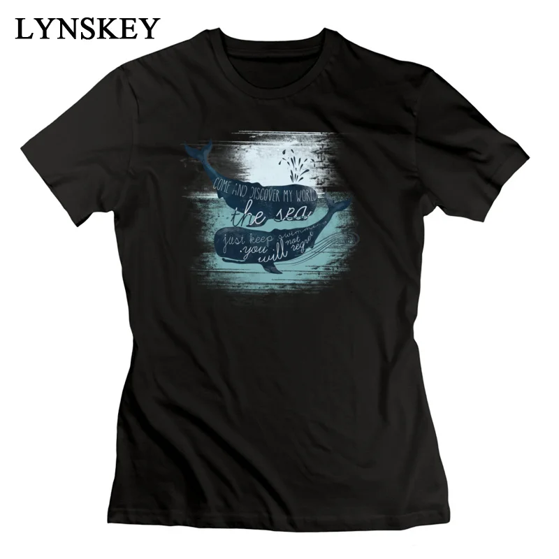 LYNSKEY Brand New Summer T Shirt Crewneck 100% Cotton Moby Whale Female Tops Shirt Short Sleeve Summer/Autumn Summer Tee-Shirts white