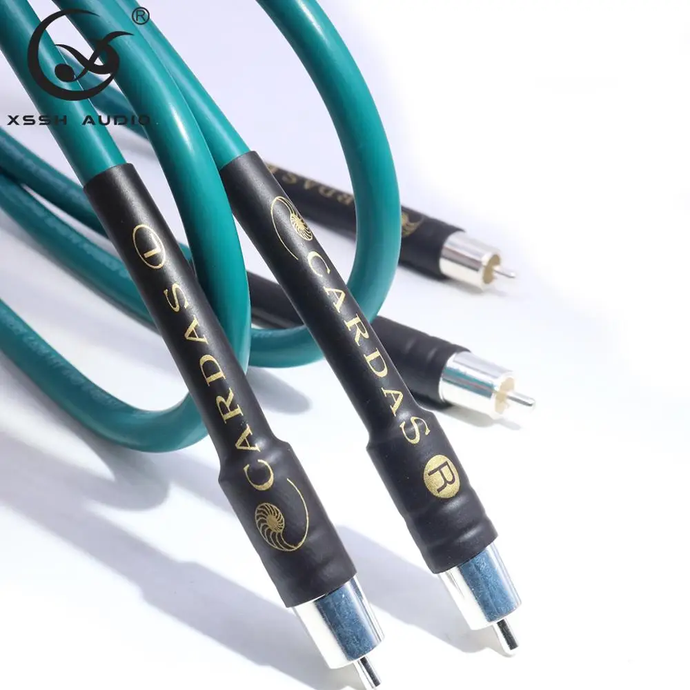 

1 pair RCA to RCA Hi-end Power amplifier CARDAS OFC pure copper plated silver 10mm Wire Cord 2RCA to 2RCA Audio Cable Line