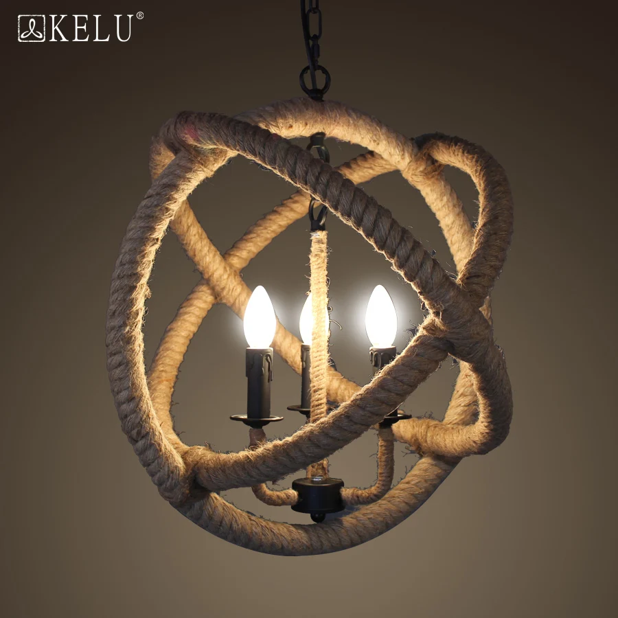 But American country road lighting LOFT retro personality industrial restaurant bar Coffee rope Chandelier