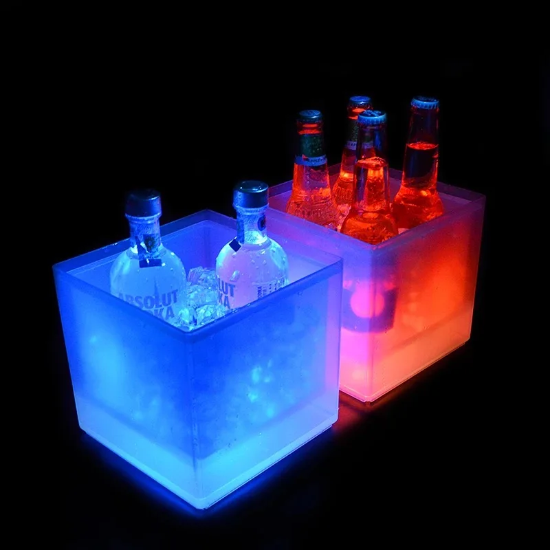 

Hot transparent ice bucket LED light square test tube wine champagne cocktail barrel durable ice wine