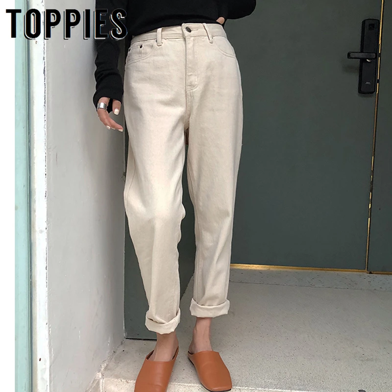 2019 Autumn Winter White Jeans Plus Size Woman High Waist Harem Pants Female Denim Pants Korean Style 2019 Autumn Winter White Jeans Plus Size Woman High Waist Harem Pants Female Denim Pants Korean Style