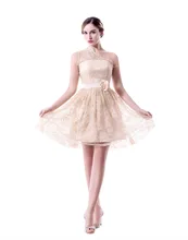 Champagne Short Bridesmaid Dresses One Shoulder Plus Size 2017 Lace A Line Wedding Party Dresses Maid of Honor Custom Made