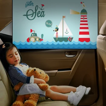 

Baby Car Cartoon Safety Seat Sunshade Curtain Car Side Window Sunshade Curtain Adjustable Sunscreen UV Protection Foils Tools