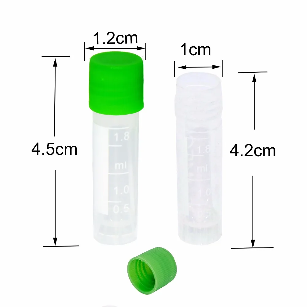 100 PCS 1.8ml Science Lab Microcentrifuge Tubes Clear Plastic Test Tubes Centrifuge with Colorful Caps