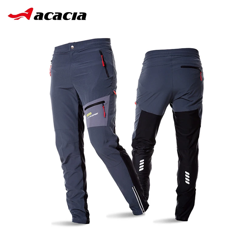 Miglior ACACIA Nero Grigio Respirabile Molle di Sicurezza Della Bicicletta Riflettente Pantaloni A Vita Elastica Primavera Autunno Uomini Ciclismo Pantaloni Lunghi 02997