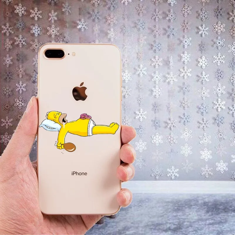 Мягкий чехол LISHE The Simpson из ТПУ для iPhone 11, 11Pro, 5, 5S, SE, 6, XS, Max, 7, 8 Plus, XR, забавный, прозрачный, высококачественный чехол - Цвет: TPU