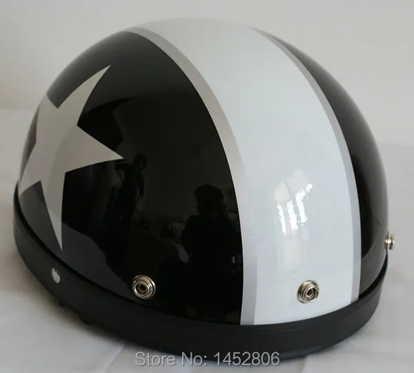 Ретро черный белый Звезда Половина лица Мотоцикл Скутер Vespa Байкер шлем с очками/козырек s m l xl