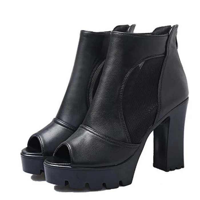 2018 Fashion New Womens Platform Pumps Summer High Heels Peep Toe Thick Heels Shoes Black Lady aa0859