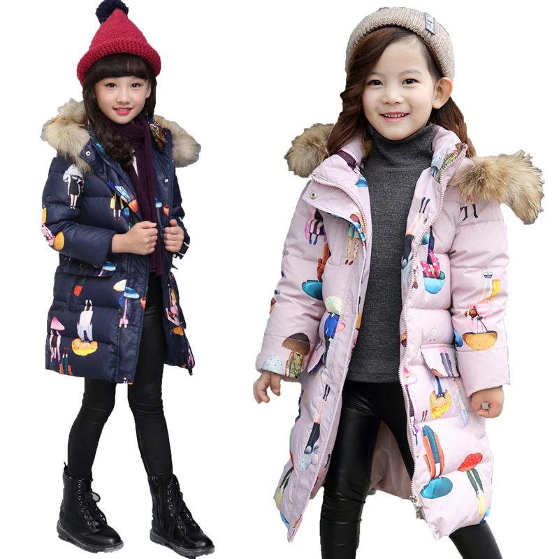 

2017 Fashion Girl's Down jackets/coats winter Russia baby Coats thick duck Warm jacket Children Outerwears -20degree jackets L10