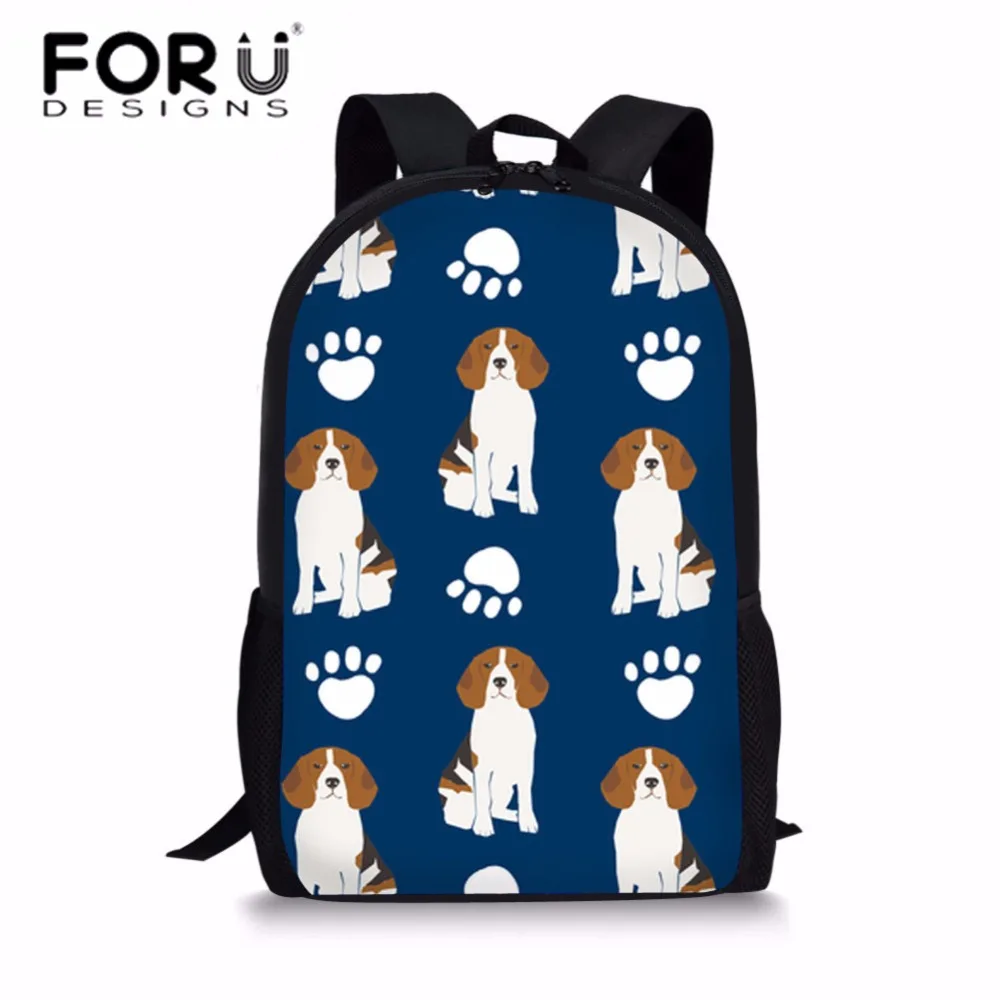 

FORUDESIGNS Children Beagles Pet Dog Printing School Bags Girls Preppy Schoolbag Students Shoulder Bag for School Large Satchel