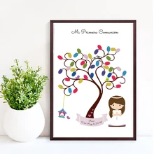 Отстраненная пользовательская Гостевая книга с надписью Mi Primera с маленьким ангелом, мой первый сувенир для Святого Причастия, подарок для девочек