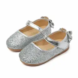 Обувь для девочек принцессы осень новый лук кожаные туфли детей на плоской подошве выступления один обувь для малышей