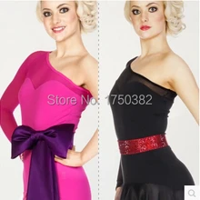 Костюм для латинских танцев, зимний топ, сексуальный марлевый, с одним рукавом, латинский танцевальный пиджак для женщин, латинский танцевальный костюм для соревнований, черный топ