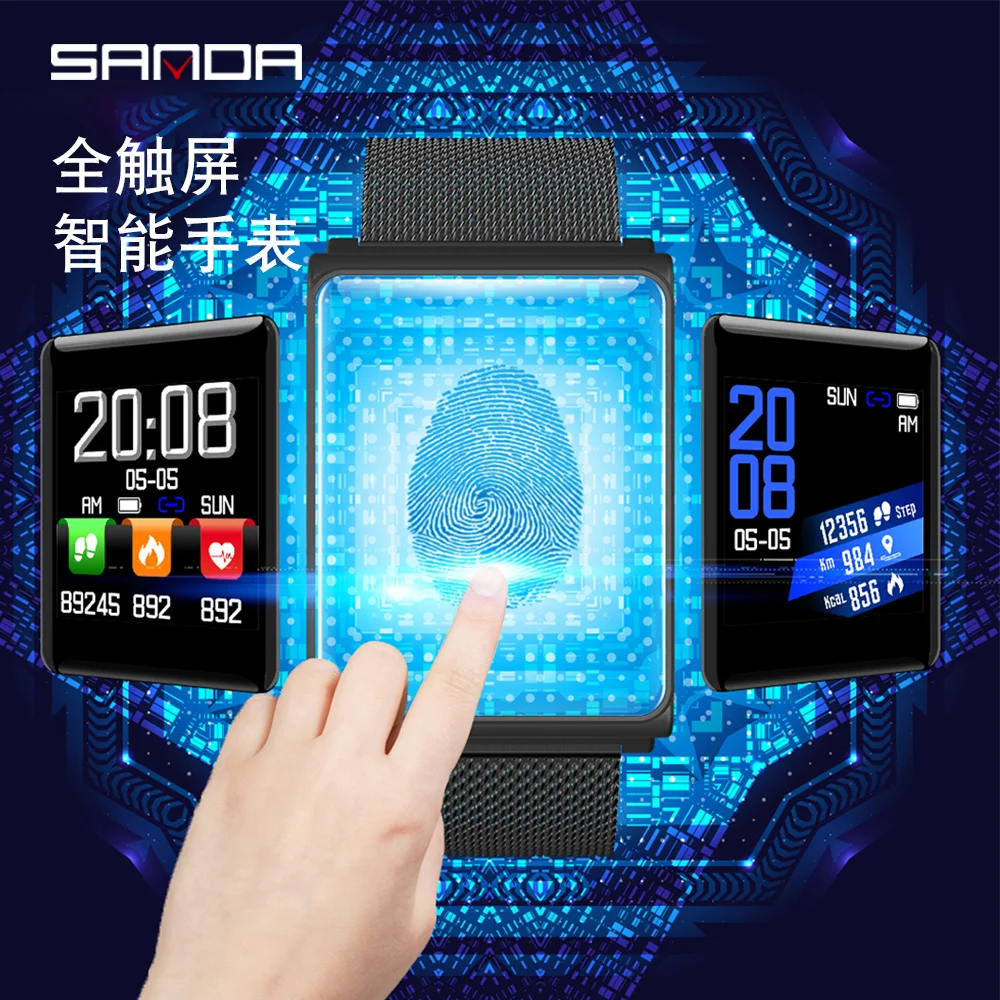 SANDA Bluetooth спортивные Смарт часы для мужчин монитор сердечного ритма фитнес трекер