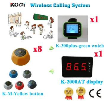 

Wireless Touch Display Calling System Easy Operate For Restaurant Pager 433.92MHZ CE Passed(1 display+1 watch+8 call button)
